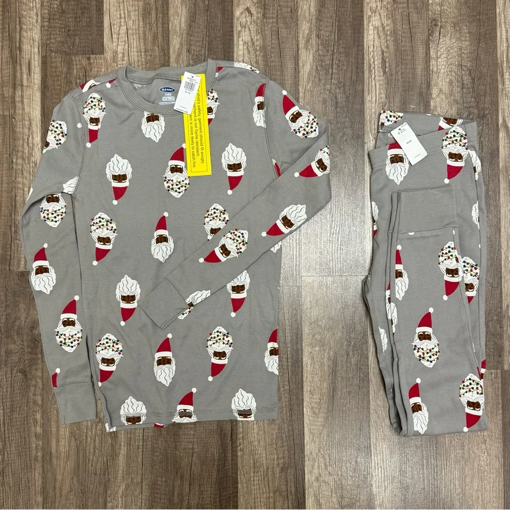Old Navy Kids Boys Girls Santa Christmas Pajama Set Long Sleeve Pants Size XL 12